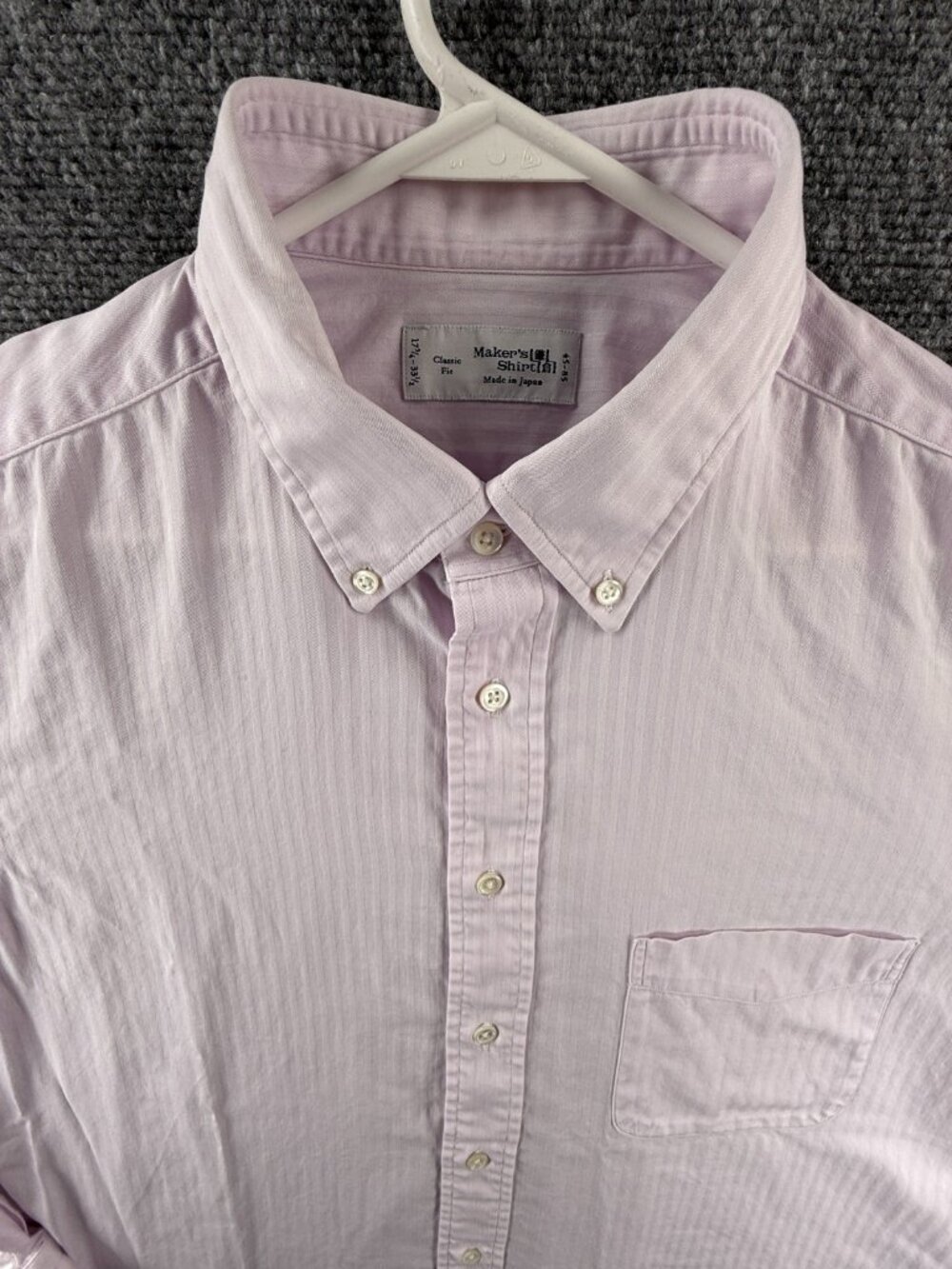 Kamakura Makers Shirt Pink Japan Made Classic Fit 17.75 33.5 Woven Herringbone